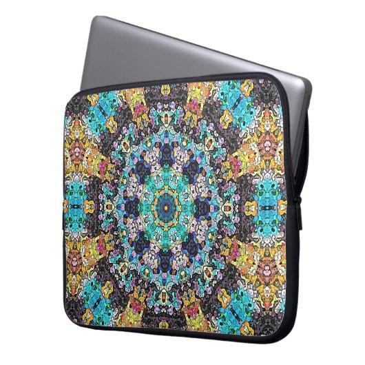 Farbige Grunge Mandala Laptopschutzhülle (Vorderseite Links)