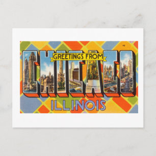 Farbige Grüße aus Chicago Illinois im Vintage-Stil Postkarte