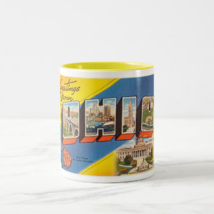 Farbige Grüße aus Ohio im Vintage-Stil Zweifarbige Tasse