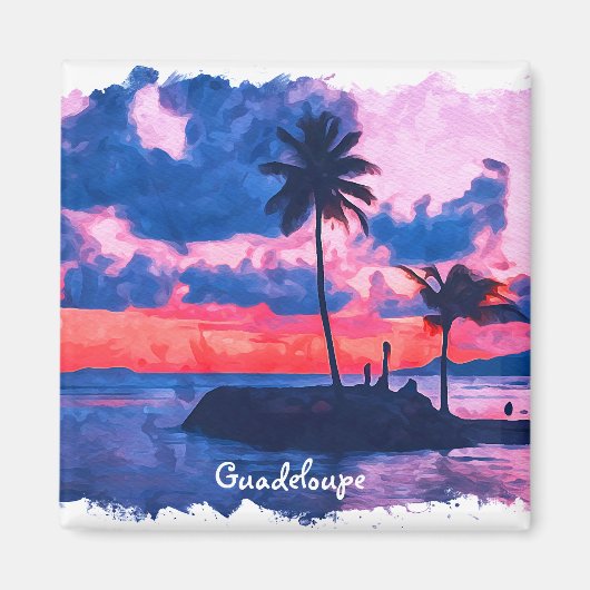 Farbige Guadeloupe Karibik Insel Wasserfarbe Magnet (Vorne)