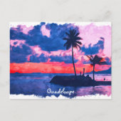 Farbige Guadeloupe Karibik Insel Wasserfarbe Postkarte (Vorderseite)