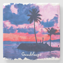 Farbige Guadeloupe Karibik Insel Wasserfarbe Steinuntersetzer