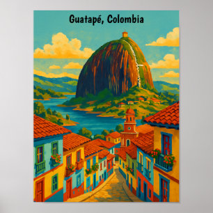Farbige Guatape El Penol Rock Kolumbien  Poster