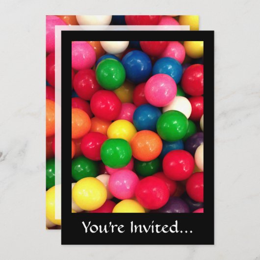Farbige Gum-Ball-Bonbons Einladung (Vorne/Hinten)
