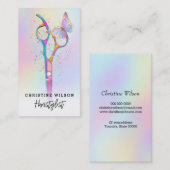 ・farbige Haarstyllenschere und Schmetterling Visitenkarte (Vorne/Hinten)