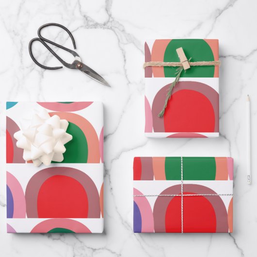 Farbige Halbkreis-Geometrie Geschenkpapier Set (Vorderseite)