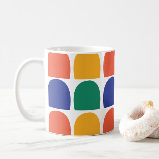 Farbige Halbkreis-Geometrie Kaffeetasse (Mit Donut)