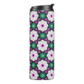 Farbige halftone Blume - rosa und grün Thermosbecher (Nach links gedreht)