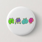 Farbige Hamster-Hintern Button (Vorderseite)