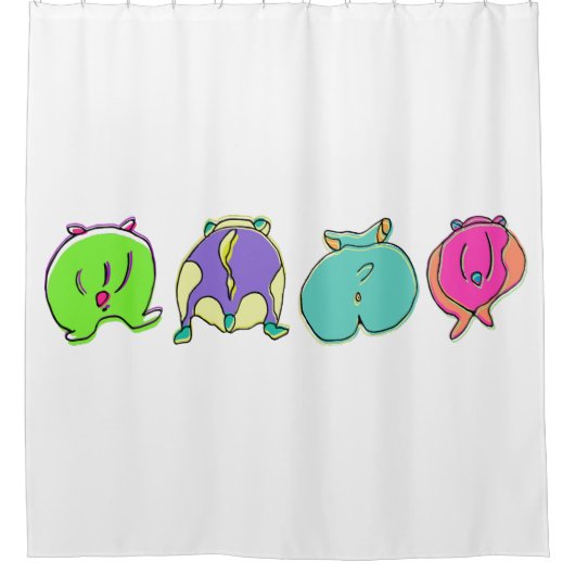 Farbige Hamster-Hintern Duschvorhang (Vorderseite)