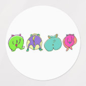 Farbige Hamster-Hintern Etiketten (Design 2)