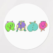 Farbige Hamster-Hintern Etiketten (Design 1)