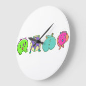 Farbige Hamster-Hintern Große Wanduhr (Winkel)