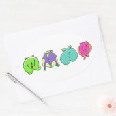 Farbige Hamster-Hintern Ovaler Aufkleber (Umschlag)