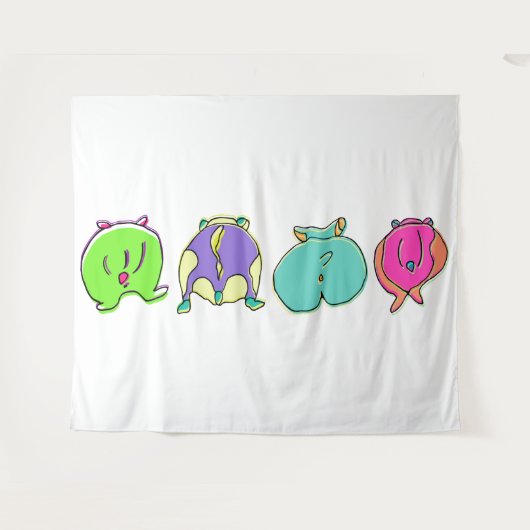 Farbige Hamster-Hintern Wandteppich (Vorderseite (Horizontal))