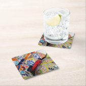 Farbige handbemalte mexikanische Töpferei Rechteckiger Pappuntersetzer (Vor Ort)