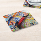 Farbige handbemalte mexikanische Töpferei Rechteckiger Pappuntersetzer (angewinkelt)