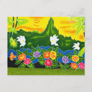 Farbige handbemalte Tücher. Moorea, Französisch Postkarte