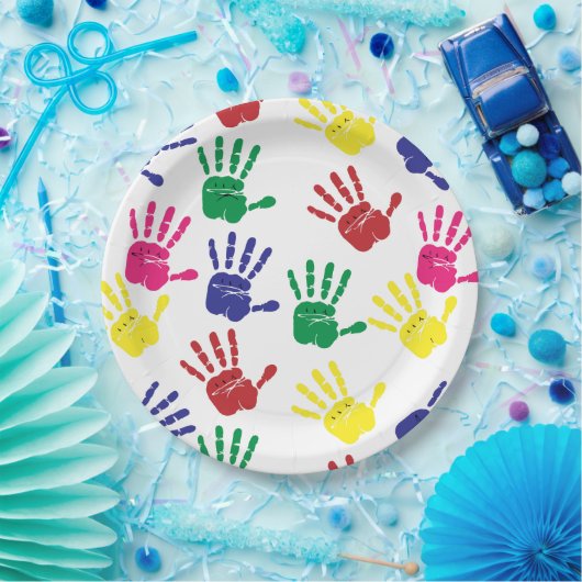 Farbige Handdrucke anpassen Pappteller (Party)
