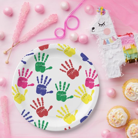 Farbige Handdrucke anpassen Pappteller (Party)