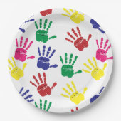 Farbige Handdrucke anpassen Pappteller (Vorderseite)