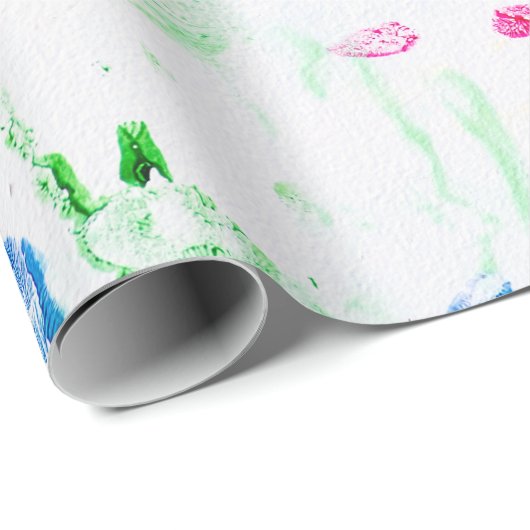 farbige Handdrucke für Jugendliche Geschenkpapier (Rolleneckpunkt)