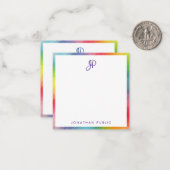 Farbige, handgeschriebene Monogramm-Vorlage für di Mitteilungskarte (Vorderseite/Rückseite Beispiel)