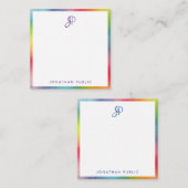 Farbige, handgeschriebene Monogramm-Vorlage für di Mitteilungskarte (Vorne/Hinten)