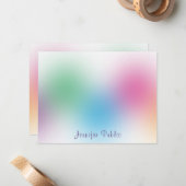 Farbige handgeschriebene Regenbogenvorlage für Mon Mitteilungskarte (Vorderseite/Rückseite Beispiel)