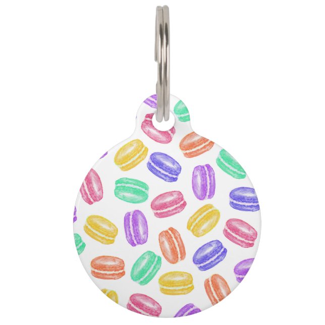 Farbige handgestrichene Macaroon-Cookies Haustiermarke (Rückseite)