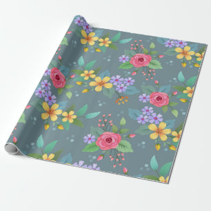 Farbige handgezeichnete Blume Muster Vintag Geschenkpapier