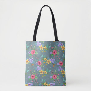 Farbige handgezeichnete Blume Muster Vintag Tasche