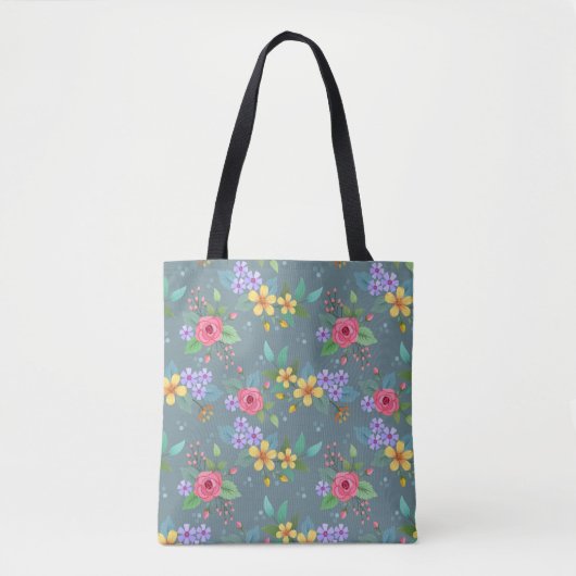 Farbige handgezeichnete Blume Muster Vintag Tasche (Vorderseite)