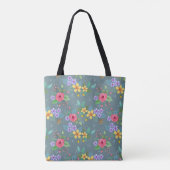 Farbige handgezeichnete Blume Muster Vintag Tasche (Rückseite)