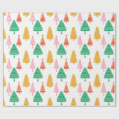 Farbige handgezeichnete Weihnachtsbäume Geschenkpapier (Flach)