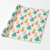 Farbige handgezeichnete Weihnachtsbäume Geschenkpapier (Ungerollt)