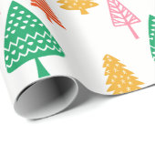 Farbige handgezeichnete Weihnachtsbäume Geschenkpapier (Rolleneckpunkt)