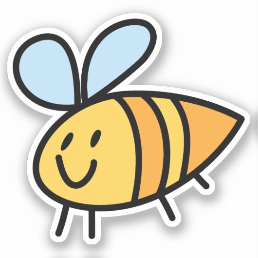 Farbige handgezogene Biene, maßgeschneidert Vinyl Aufkleber (Vorderseite)