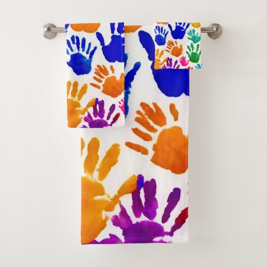 Farbige HandPrint Badhandtuch Set (Insitu)