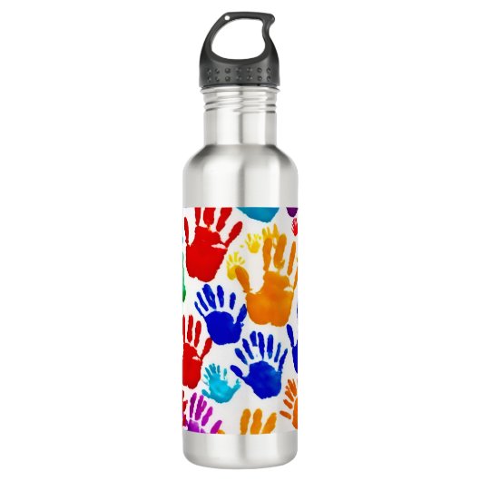 Farbige HandPrint Edelstahlflasche (Vorderseite)