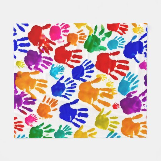 Farbige HandPrint Fleecedecke (Vorderseite (Horizontal))
