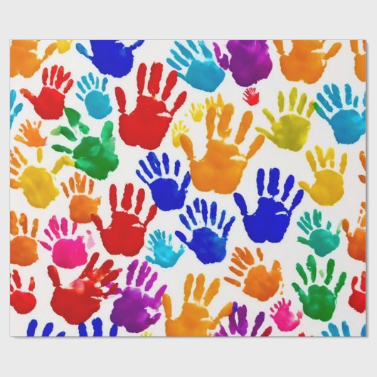 Farbige HandPrint Geschenkpapier (Flach)