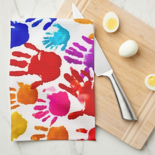 Farbige HandPrint Geschirrtuch (Viertel Falte)