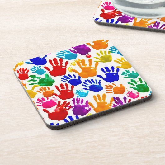 Farbige HandPrint Getränkeuntersetzer (Linke Seite)