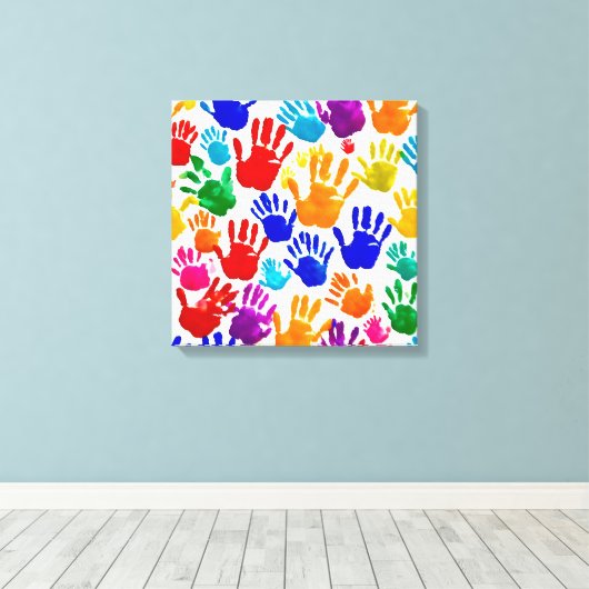 Farbige HandPrint Leinwanddruck (Insitu (Holzboden))