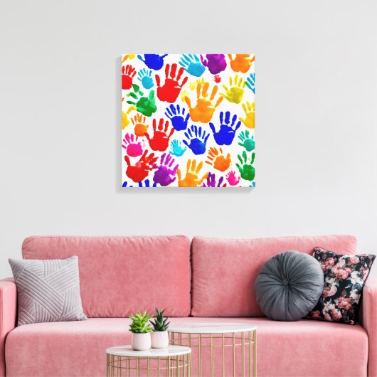 Farbige HandPrint Leinwanddruck (Insitu (Wohnzimmer))
