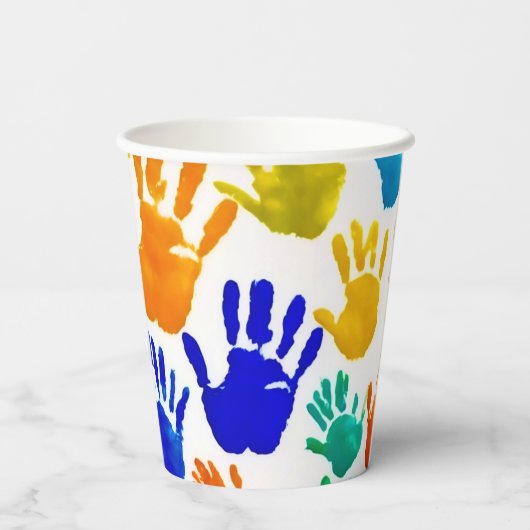 Farbige HandPrint Pappbecher (Rückseite)