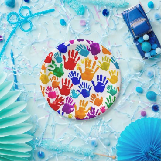 Farbige HandPrint Pappteller (Party)