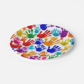 Farbige HandPrint Pappteller (Schrägansicht)