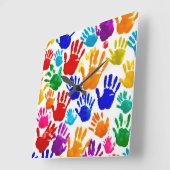 Farbige HandPrint Quadratische Wanduhr (Winkel)